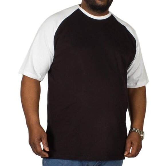 Bigdude Black & White Raglan T-Shirt Plus Size 7XL Crew Neck Strachey Relax Fit - Picture 1 of 6